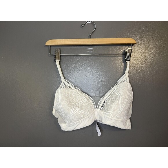 Auden Bralette Womens Medium White Lightly Lined Lace Wireless Adjustable Straps - Picture 1 of 6